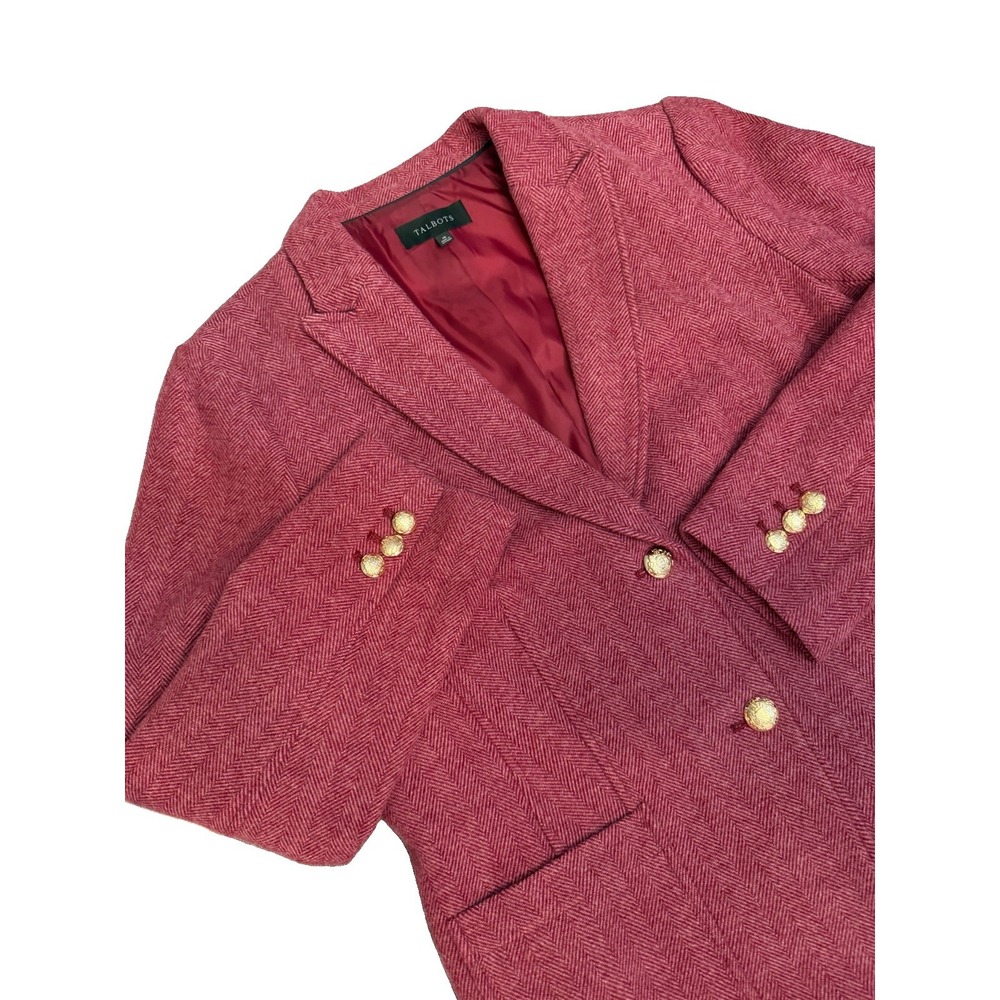 Talbots Wool Blend Blazer Jacket Womens 16 Herringbone Lined Career Corpcore